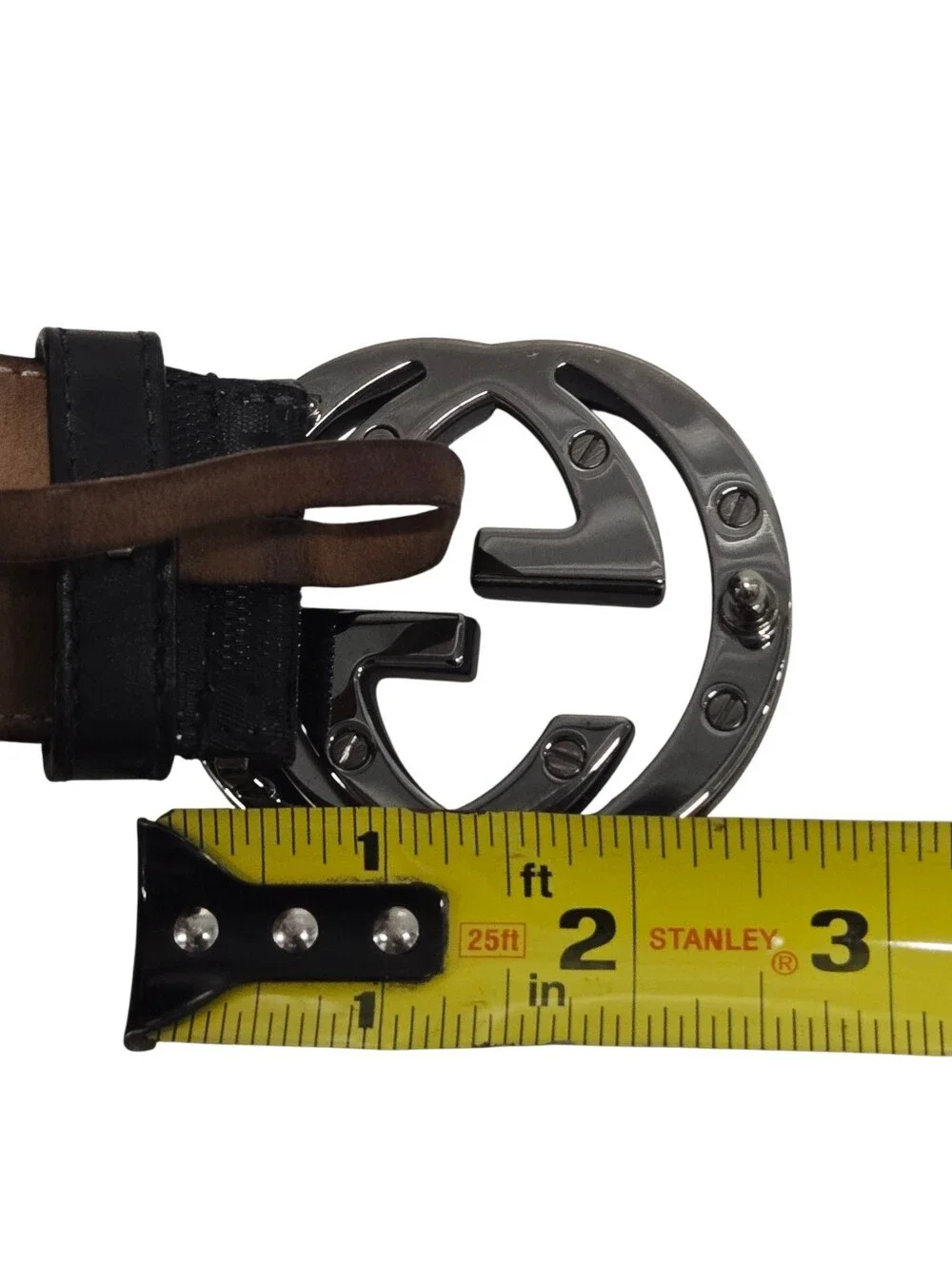 Gucci Black Imprime Black Belt with Interlocking GG Buckle Sz‎ 38